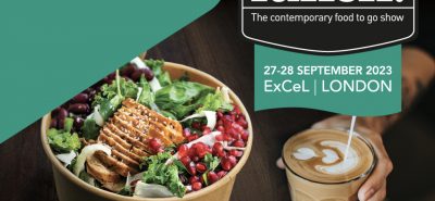 A bowl of salad beside a coffee cup. Text reads: "Join us at lunch! The contemporary food to go show, 27-28 September 2023, ExCeL | LONDON. Register for FREE. lunchshow.co.uk #lunch23" Co-located with: Trade Only, Commercial Kitchen (27-28 September 2023, ExCeL, London), Casual Dining (27-28 September 2023, ExCeL, London), The Food Shows London 2023.