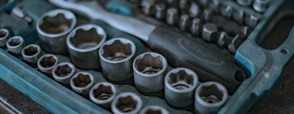 A detailed shot of a professional socket wrench set, essential for refrigeration maintenance and repair, ensuring efficient servicing and long-lasting performance.