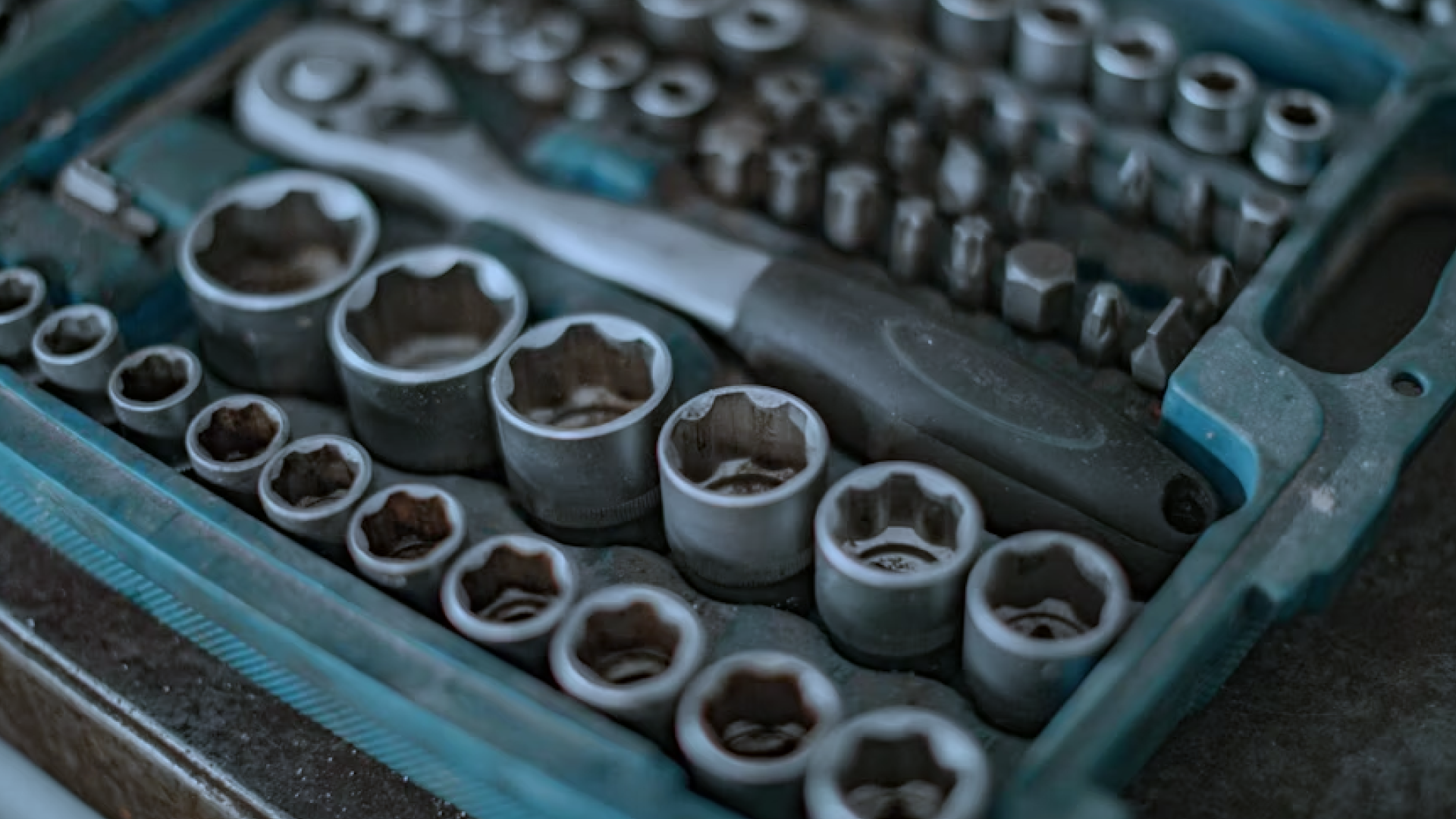 A detailed shot of a professional socket wrench set, essential for refrigeration maintenance and repair, ensuring efficient servicing and long-lasting performance.