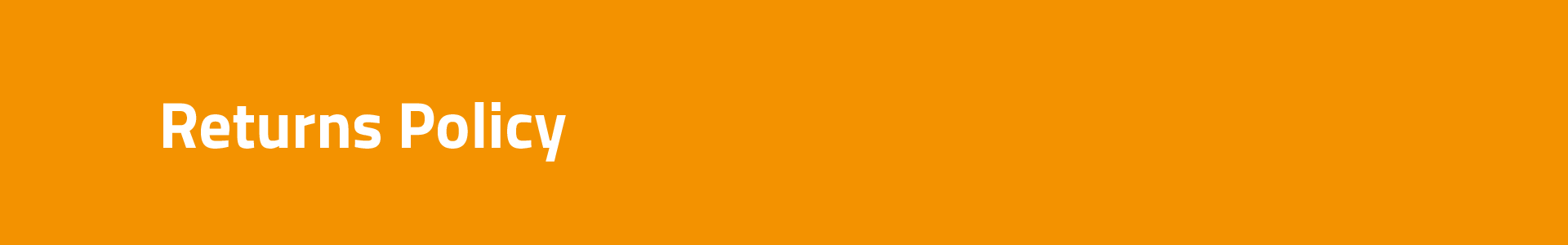 Returns-policy "Returns Policy" text is centered on an orange background.